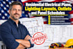 residential electrical plans, lighting layouts, outlets and panel schedules