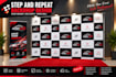 design a clean step and repeat backdrop, or event banner