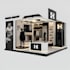 create a 3d exhibition booth design and render
