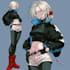 create a anime character reference sheet and character art