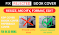 fix error, modify, resize, edit, ebook cover, KDP cover, design book cover