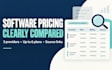 research and compare software pricing with sources in a clear spreadsheet