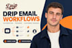 build drip email workflows, automation triggers and customer tagging