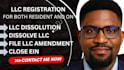 dissolve US llc, file llc amendment, reinstatement, and close ein in any state