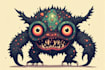 create surreal and pyschedelic creature monster