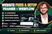 setup framer website, webflow UX fix, membership boho website, figma, hubspot