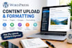 upload and format blog posts in wordpress with images and links