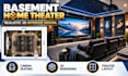 design basement home theater with realistic 3d rendering and seating layout