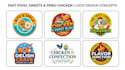 create a fast food, sweets, and fried chicken logo design