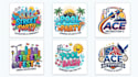 create a street, pool party, and ace logo design
