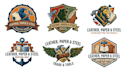 make a leather, paper, and steel logo design