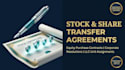 draft stock transfer agreements, equity purchase contracts, and legal resolution