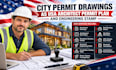 city permit drawing as USA architect permit plan and engineering stamp