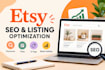 do etsy SEO, keyword research and listing optimization