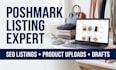 create seo optimized poshmark product listing and draft listing
