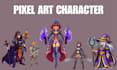 create 16bit, 32bit pixel art character, sprite sheet, top down pixel animation