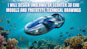 design underwater scooter 3d cad models  and prototype technical drawing