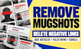 remove mugshots, delete negative links, erase bad articles, false news on google