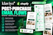 build klaviyo shopify post purchase email flows customer retention replenishment