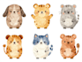 draw cute watercolor animals