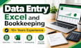 do accurate data entry, excel pivot tables, and bookkeeping in busy and t