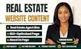 write SEO optimized service pages, website content, website bio for real estate