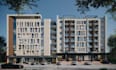 develop mid rise building, commercial  complex, framed facade render,revit model