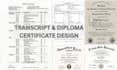 do college transcript design, high school, university ged diploma certificate