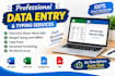 do accurate data entry and bengali typing