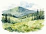 illustrate a watercolor landscape illustration