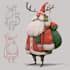 freehand style christmas character