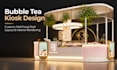 do bubble tea kiosk design, custom mall food stall layout and interior rendering