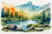 illustrate a watercolor landscape illustration