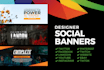 design a twitter header, facebook cover or social banner