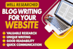 write well researched SEO articles or blogs in 24 hours