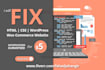 fix html, css, wordpress and wordpress woocommerce issues