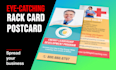 design a professional rack card, postcard, dl flyer, leaflet