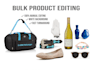 do bulk product image editing, white background with natural shadow