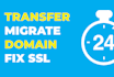 transfer, migrate domain and fix SSL