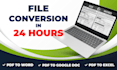 convert pdf to word, pdf to excel or data entry in 24 hours