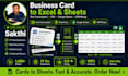 transcribe business card data to excel CSV google sheets