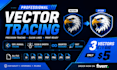 do 3 manual vector tracing, vectorize logo in adobe illustrator or coreldraw