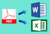 convert PDF to Excel, Word and Others