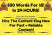 write 500 words of high quality SEO optimized content in 24 hours