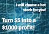 choose a stock for you to earn way more than 5 dollars