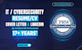 write professional resume for IT, cybersecurity, data science and tech roles