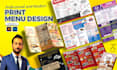 design professional and modern print menus for the restaurants and cafes