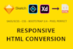 convert sketch to html, xd to html, psd to html responsive bootstrap