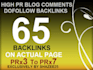 do 65 dofollow backlinks blog comments pr3 to pr7 obl less than 50