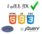 fix all your bugs in your website related to Javascript , JQuery, HTML